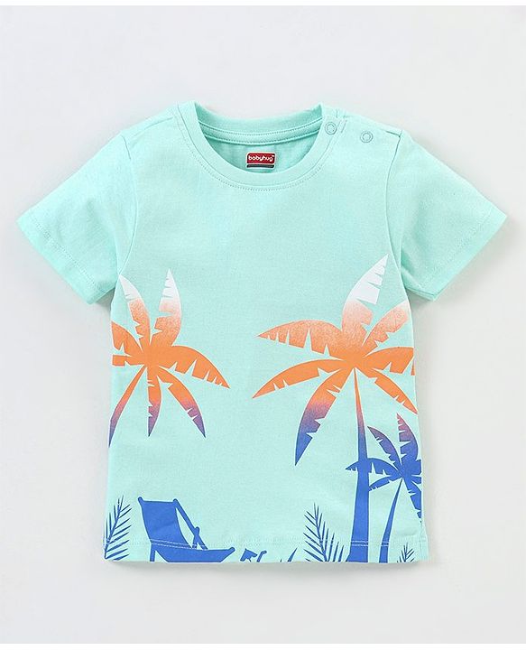 Babyhug Cotton Half Sleeves T-Shirt With Tree Print -Light Green