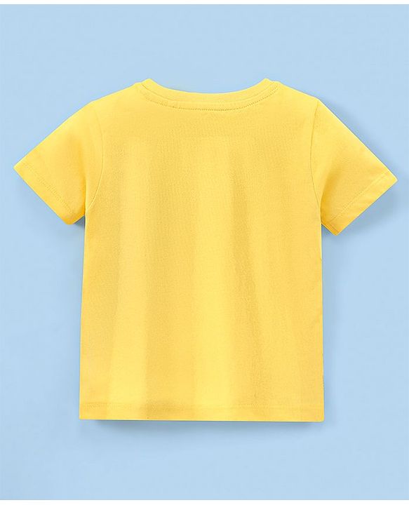 Babyhug Cotton Half Sleeves T-Shirt Wild Animal Print - Yellow