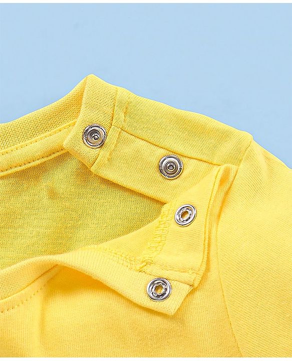 Babyhug Cotton Half Sleeves T-Shirt Wild Animal Print - Yellow
