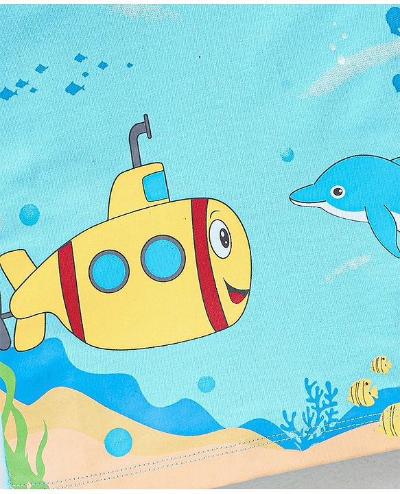Babyhug Cotton Jersey Half Sleeves T-Shirt Dolphin Print - Blue
