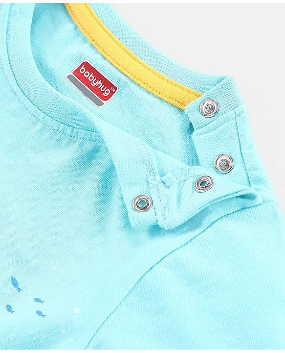 Babyhug Cotton Jersey Half Sleeves T-Shirt Dolphin Print - Blue