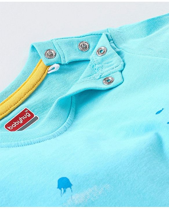 Babyhug Cotton Jersey Half Sleeves T-Shirt Dolphin Print - Blue