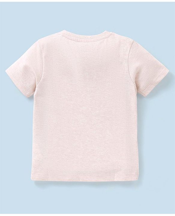 Babyhug Cotton Half Sleeves T-Shirt Bear & Crab Print- Beige