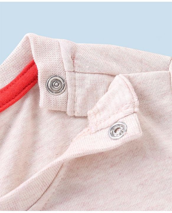 Babyhug Cotton Half Sleeves T-Shirt Bear & Crab Print- Beige