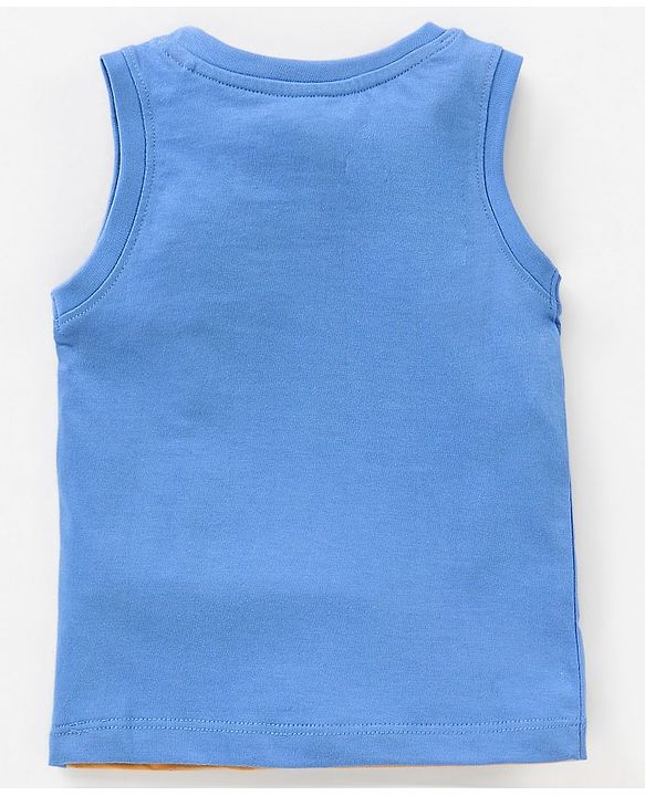 Babyhug Cotton Knit Sleeveless T-Shirt Underwater Teddy Print - Blue