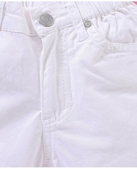 Babyhug 100% Cotton Sleeveless Top and Shorts Set Embroidered - Aqua Blue & White