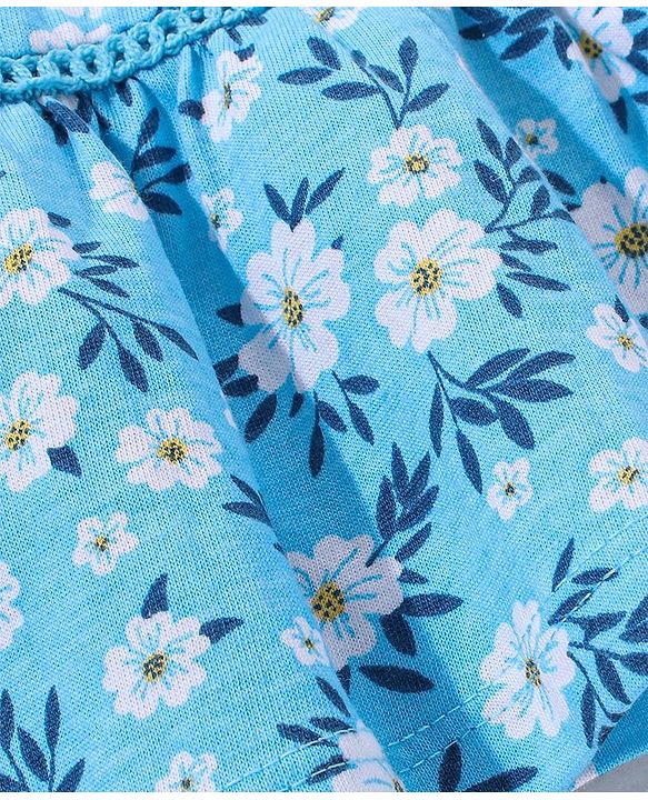 Babyhug 100% Cotton Sleeveless Top and Shorts Set Floral Print - Blue