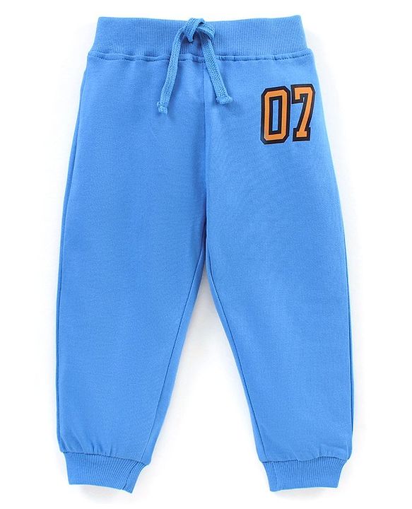 Babyhug Cotton Full Length Lounge Pant Stripes & Number Print Pack of 2- Blue & Grey