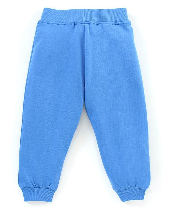 Babyhug Cotton Full Length Lounge Pant Stripes & Number Print Pack of 2- Blue & Grey