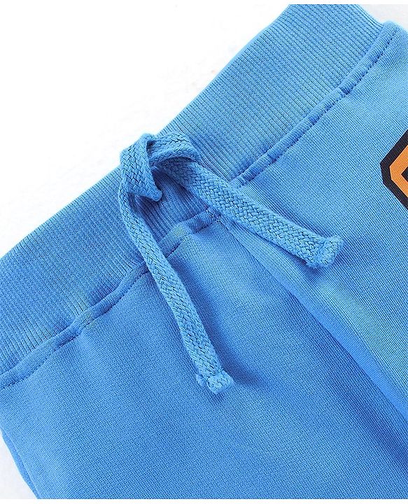Babyhug Cotton Full Length Lounge Pant Stripes & Number Print Pack of 2- Blue & Grey