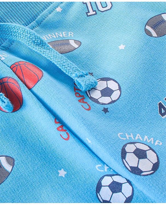Babyhug Cotton Full Length Football Print Lounge Pants Pack of 2 - Blue & Red