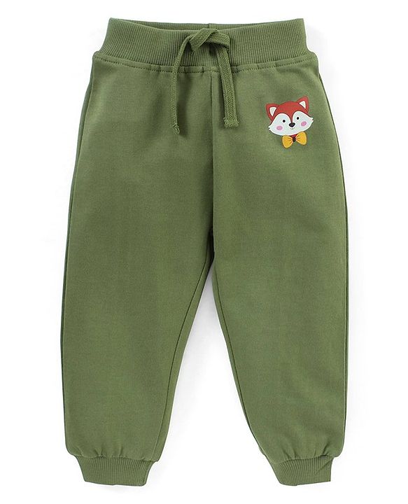 Babyhug Cotton Looper Knit Full Length Lounge Pants Pack of 2 Text Print - Green & Maroon