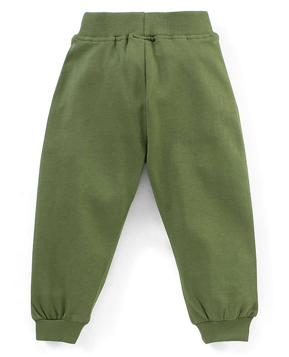 Babyhug Cotton Looper Knit Full Length Lounge Pants Pack of 2 Text Print - Green & Maroon