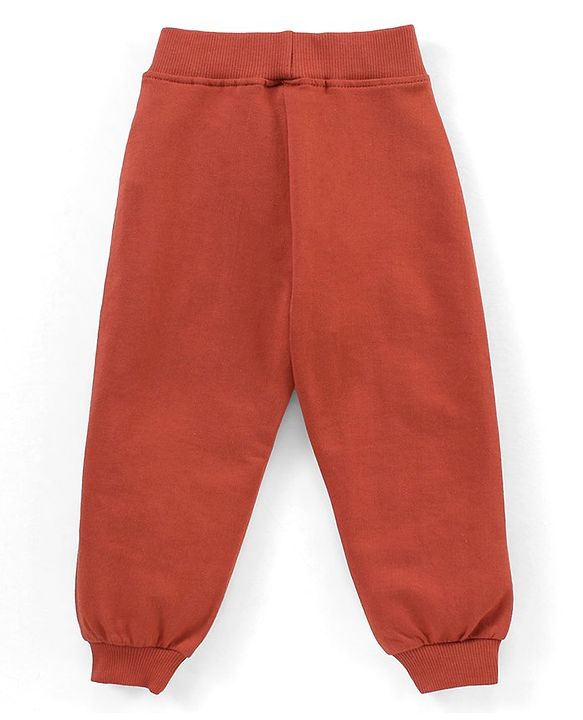 Babyhug Cotton Looper Knit Full Length Lounge Pants Pack of 2 Text Print - Green & Maroon