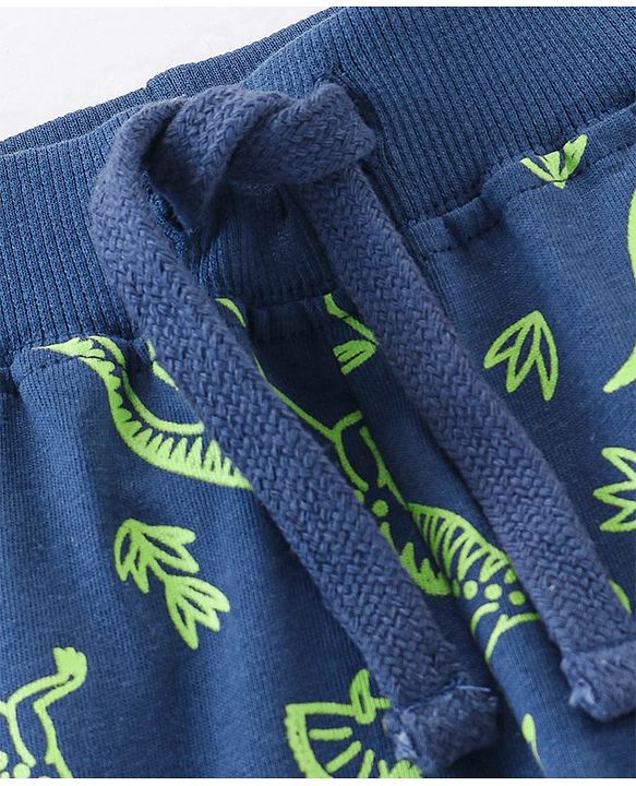 Babyhug Cotton Full Length Lounge Pant Dino Print- Navy Blue
