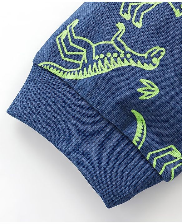 Babyhug Cotton Full Length Lounge Pant Dino Print- Navy Blue