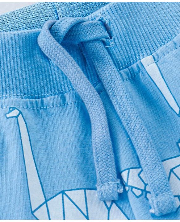 Babyhug Cotton Full Length Lounge Pant Dino Print- Blue