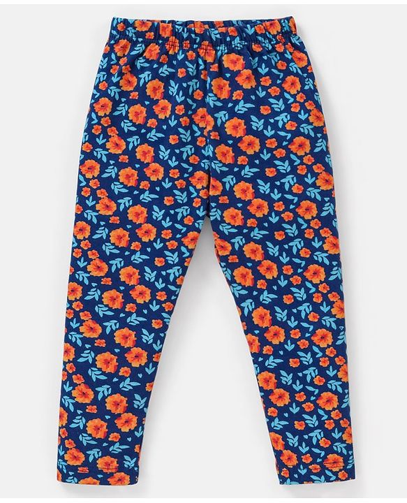 Babyhug Cotton Lycra Knit Full Length Leggings Pack of 5 - Pink & Navy