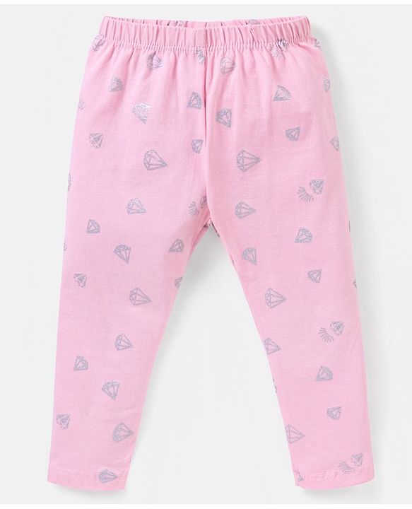 Babyhug Cotton Lycra Knit Full Length Leggings Pack of 5 - Pink & Navy