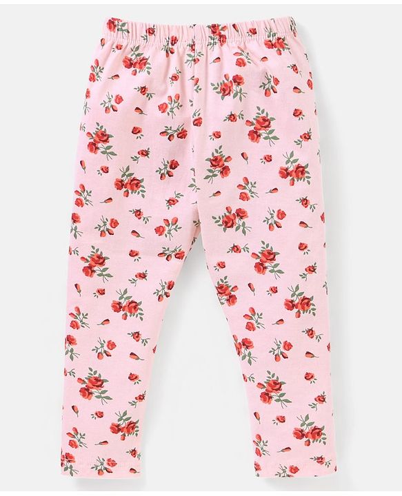 Babyhug Cotton Lycra Knit Full Length Leggings Pack of 5 - Pink & Navy