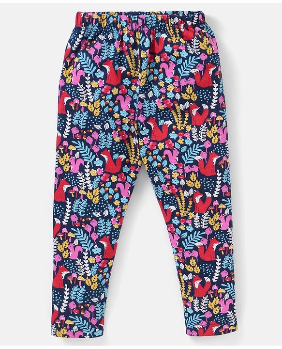 Babyhug Cotton Lycra Knit Full Length Leggings Pack of 5 - Pink & Navy