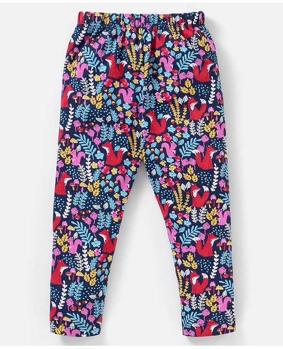 Babyhug Cotton Lycra Knit Full Length Leggings Pack of 5 - Pink & Navy