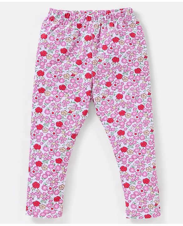 Babyhug Cotton Lycra Knit Full Length Leggings Pack of 5 - Pink & Navy