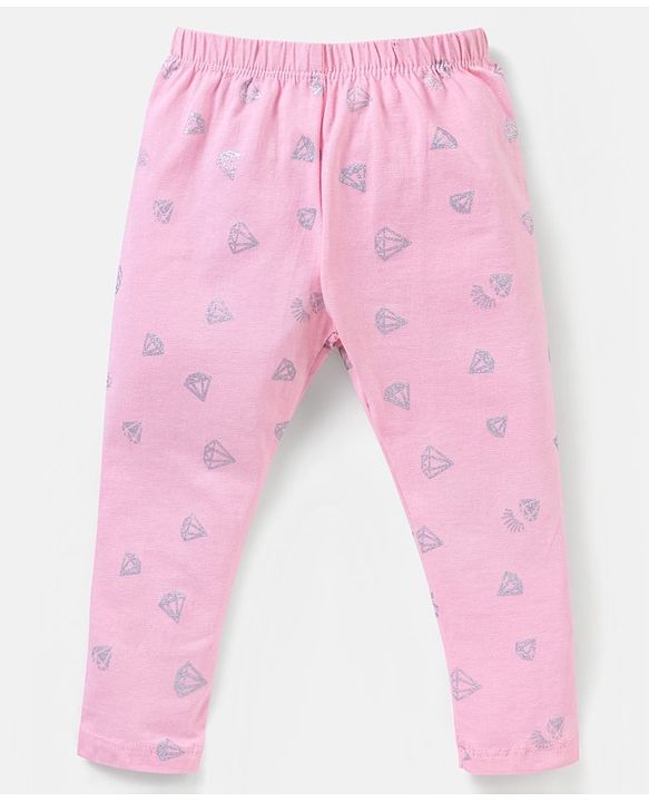 Babyhug Cotton Lycra Knit Full Length Leggings Pack of 5 - Pink & Navy
