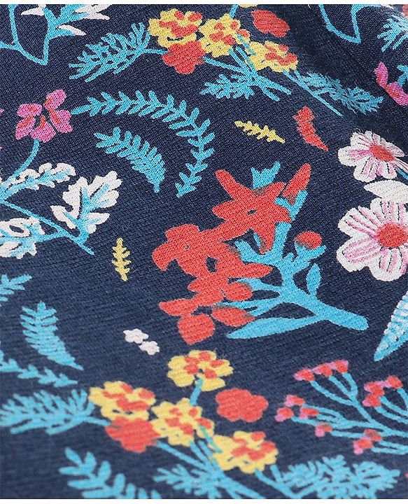 Babyhug Cotton Knit Full Length Leggings Floral Print - Navy