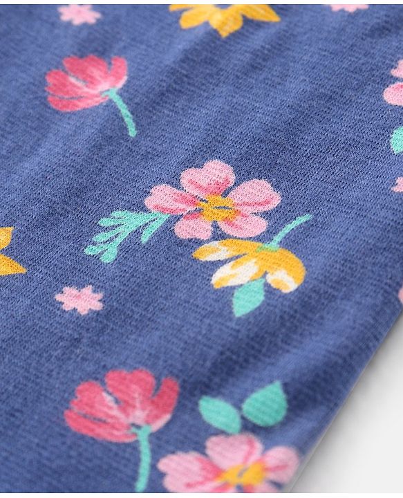 Babyhug Cotton Knit Full Length Leggings Floral Printed Pack of 3 - Yellow Blue & Red