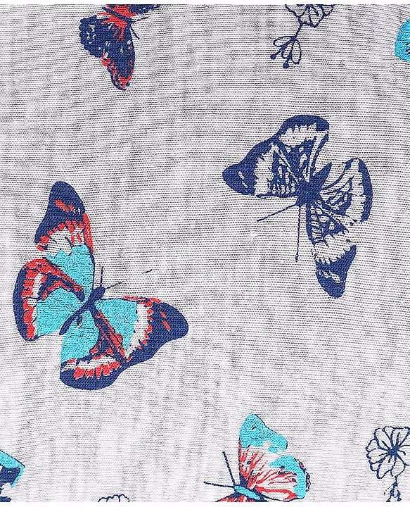 Babyhug Cotton Lycra Full Length Butterfly Printed Leggings - Grey