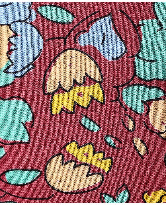 Babyhug Cotton Elastic Knit Full Length Leggings Floral Print - Maroon