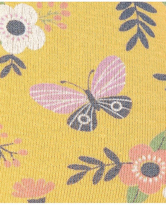 Babyhug Cotton Lycra Full Length Floral Printed Leggings - Yellow