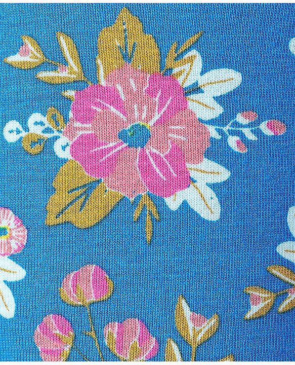 Babyhug Cotton Lycra Full Length Floral Printed Leggings - Blue