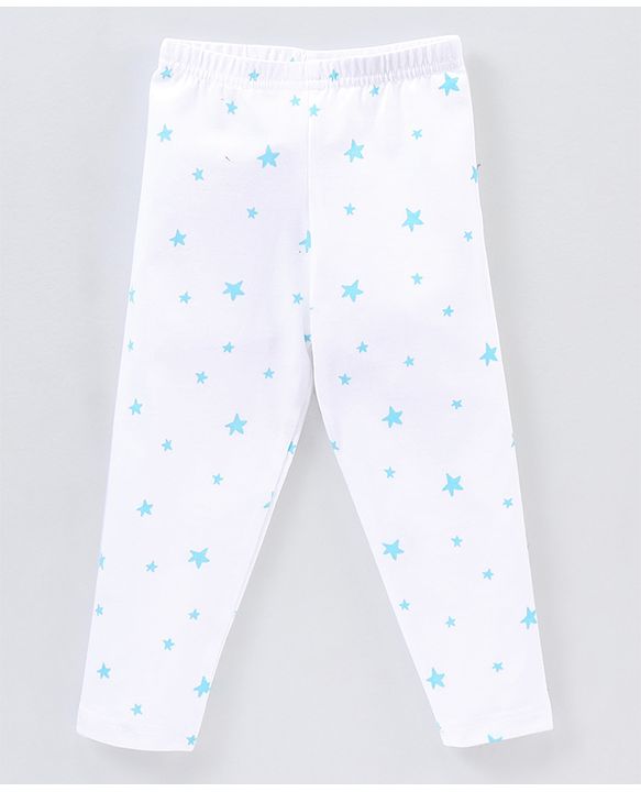 Babyhug Cotton Elastic Knit Full Length Leggings Star Print Pack of 3 - White