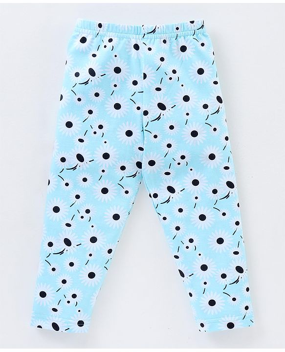 Babyhug Cotton Elastic Knit Full Length Leggings Star Print Pack of 3 - White