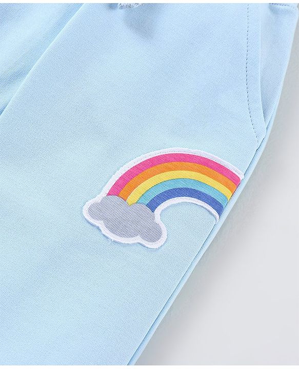 Babyhug Cotton Full Length Lounge Pant Rainbow Print - Blue