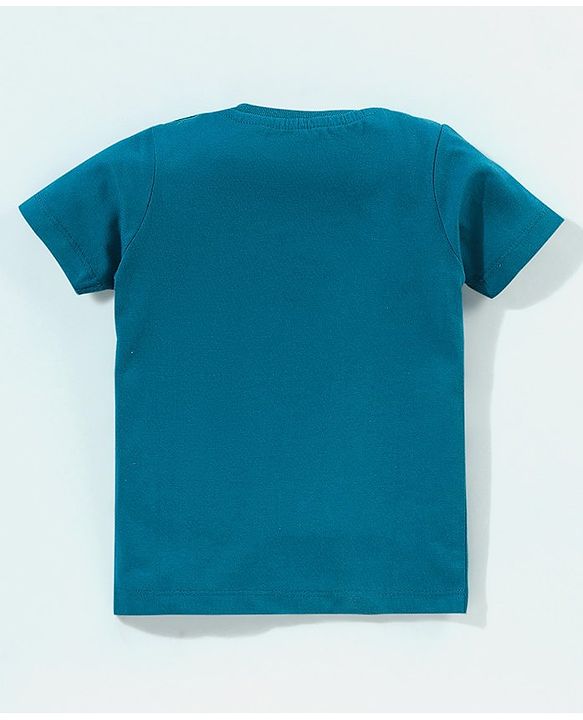Babyhug Cotton Half Sleeves T-Shirt With Game on Print - Blue
