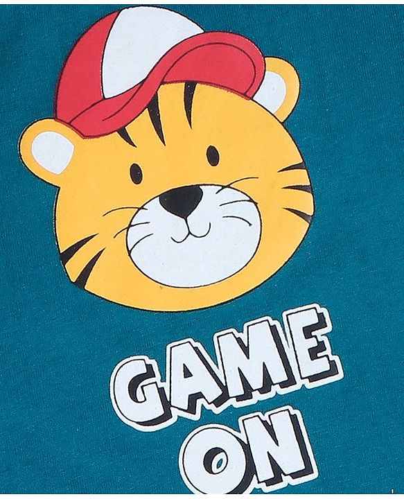 Babyhug Cotton Half Sleeves T-Shirt With Game on Print - Blue