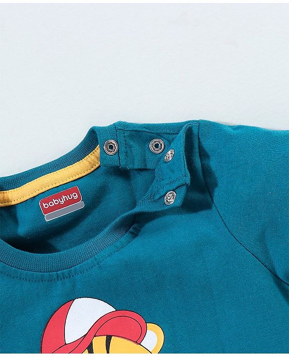 Babyhug Cotton Half Sleeves T-Shirt With Game on Print - Blue