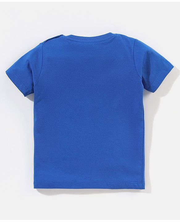 Babyhug Cotton Half Sleeves T-Shirt With Text Print - Blue