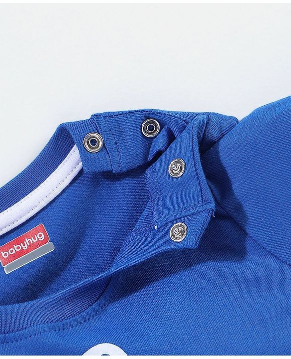 Babyhug Cotton Half Sleeves T-Shirt With Text Print - Blue