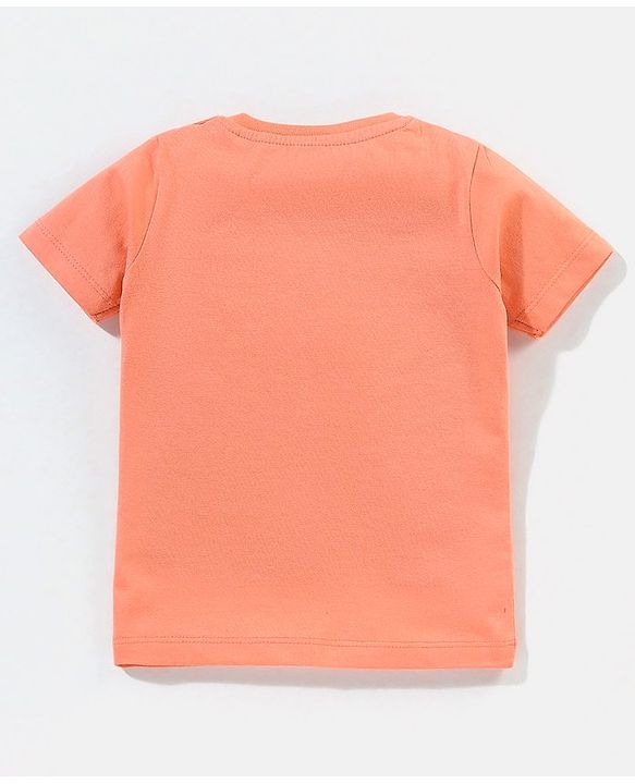 Babyhug Cotton Half Sleeves T-Shirt With Hero Print - Orange