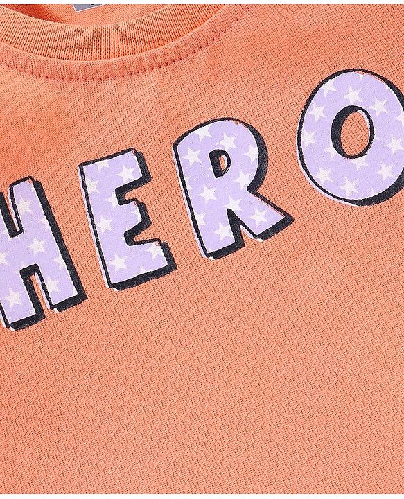 Babyhug Cotton Half Sleeves T-Shirt With Hero Print - Orange