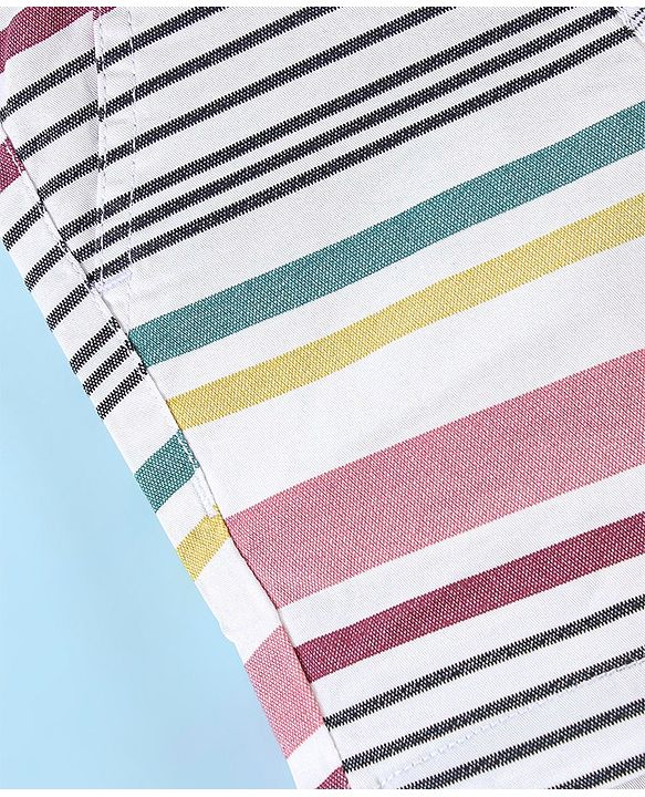 Babyhug Cotton Jersey Knitted Knee Length Shorts Striped - White