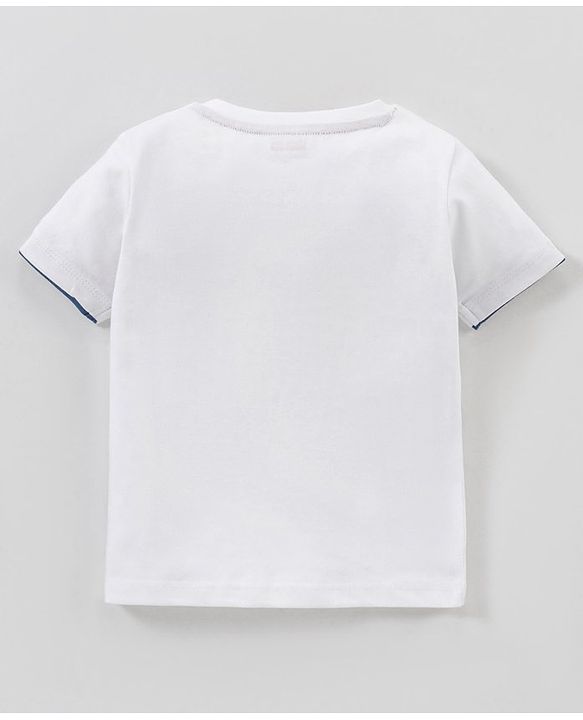 Babyhug Cotton Jersey Half Sleeves T-Shirt Car Printed - White