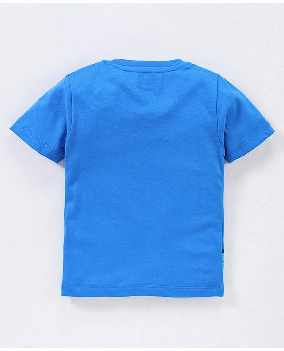 Babyhug Cotton Knit Half Sleeves Monsters Printed T-Shirt - Blue