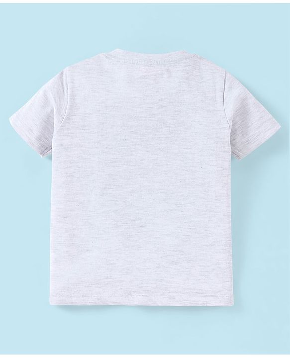 Babyhug Cotton Jersey Half Sleeves T-Shirt Cartoon Monsters Print - White Melange