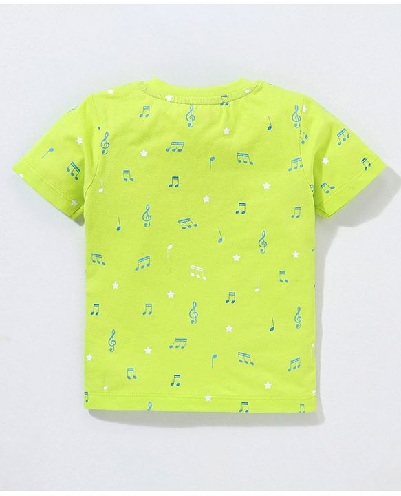 Babyhug Cotton Half Sleeves Tee With Text & Music Print- Green