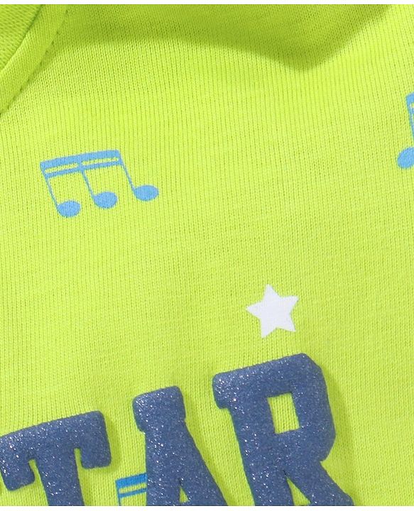 Babyhug Cotton Half Sleeves Tee With Text & Music Print- Green